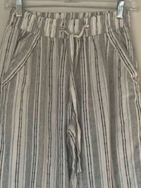 Striped Wide-Leg Linen-Blend Trousers - Neutral Stripe